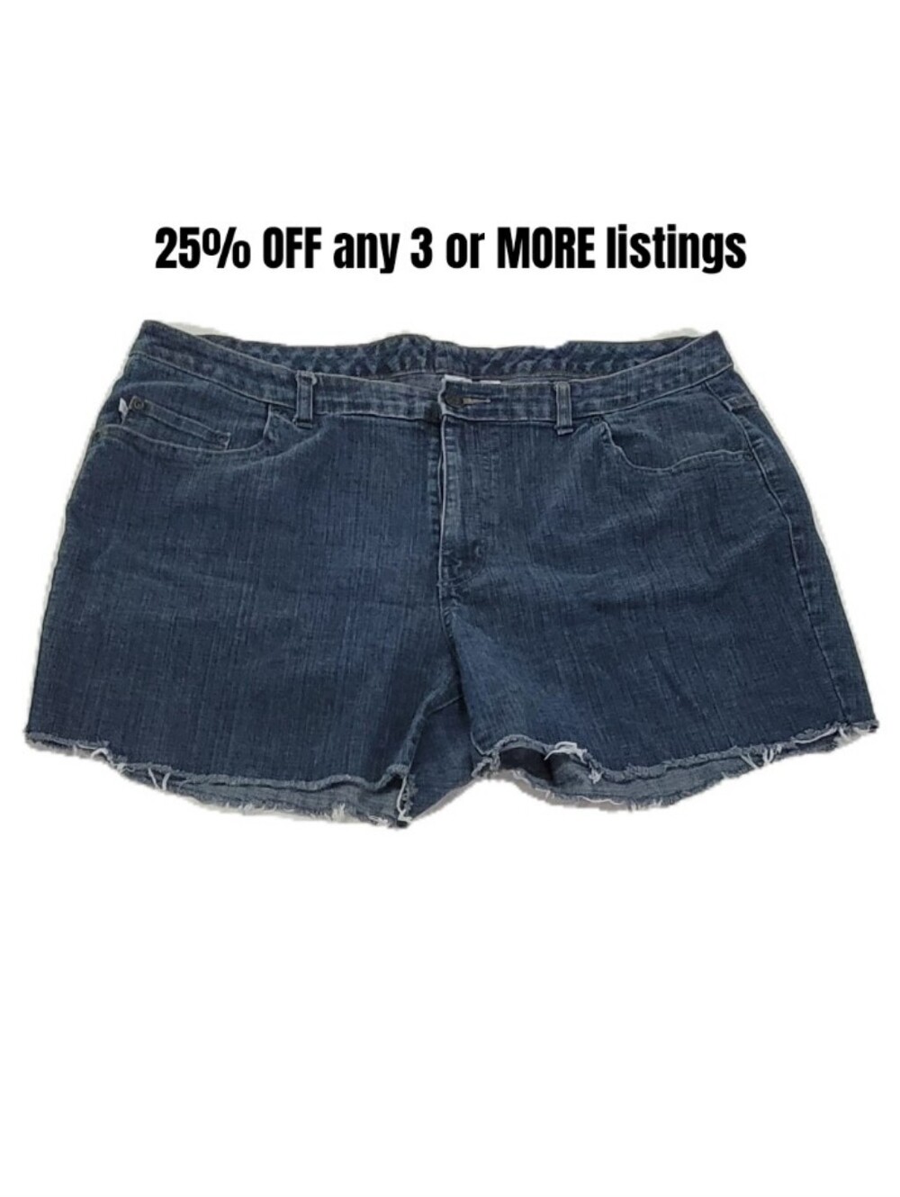 Women's Dark Wash Blue Denim Cutoff Shorts Plus Size 20 Distresses Frayed